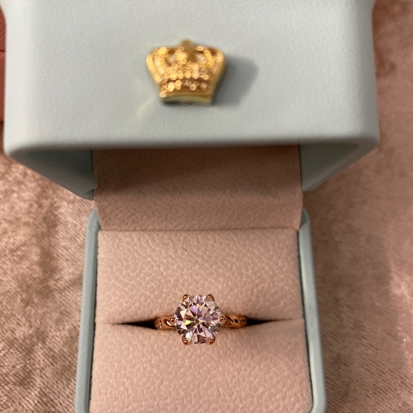 3ct classic cut round moissanite rose gold ring. SOLD - Picture 1 of 10